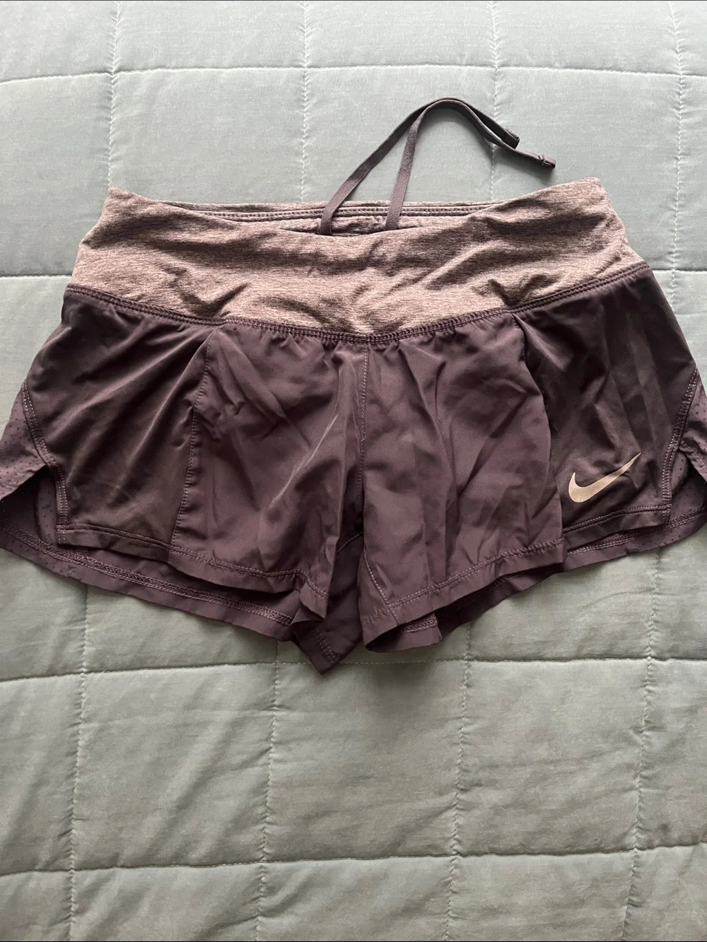 Nike Women's Dark Purple/gray Athletic Shorts with Reflective Swoosh